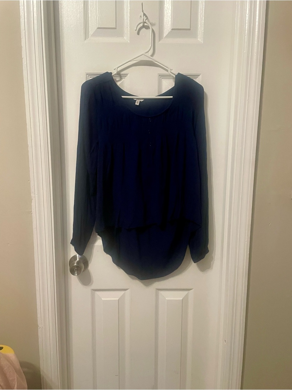 Sonoma Navy Layered Long-Sleeve Blouse